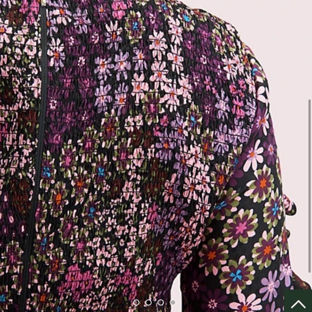 kate spade Purple Floral Ruffle Sleeve Dress - Picture 2 of 4